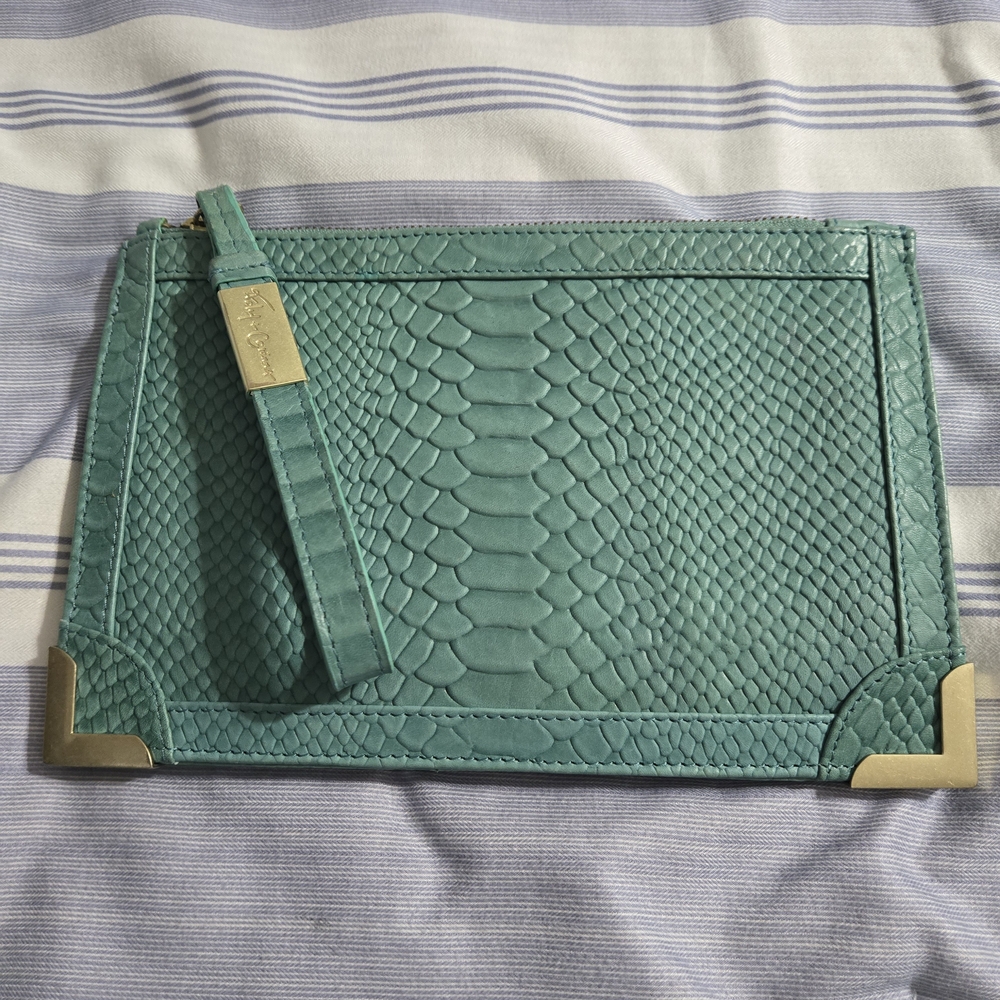 Foley + Corinna Green Clutch with Gold Accents